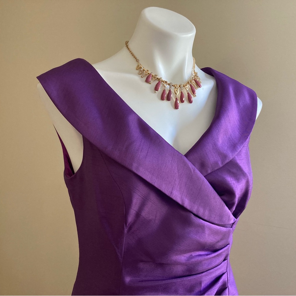 EVAN PICONE Purple Sleeveless Faux Wrap Cocktail Dress Sz. 8 - Picture 12 of 15